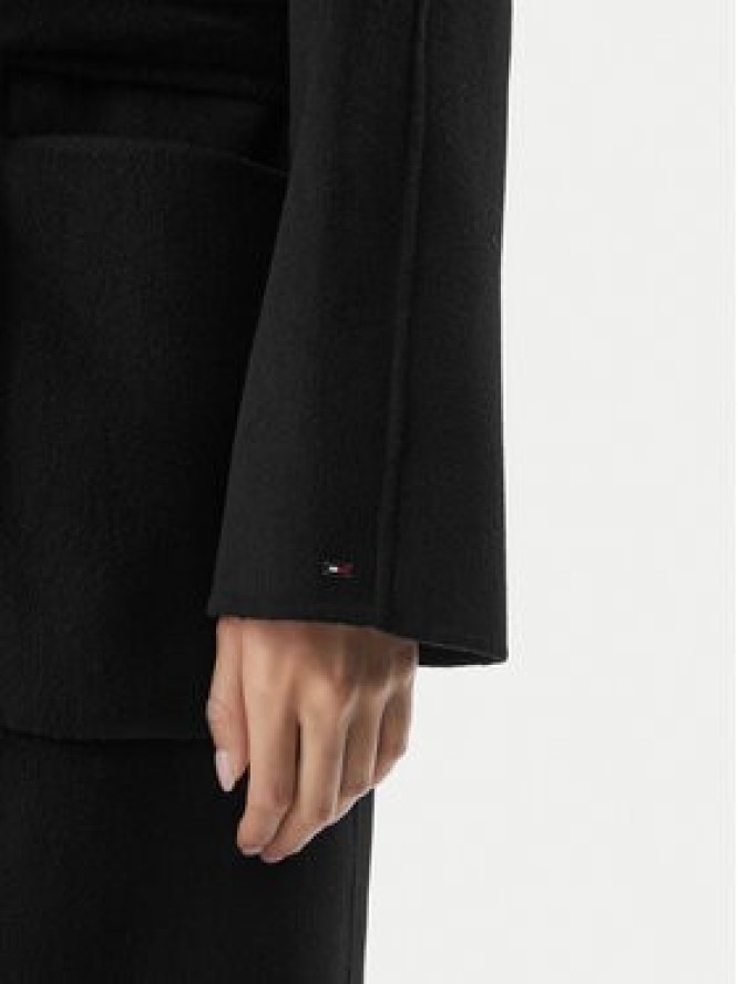Tommy Hilfiger Płaszcz wełniany Belted WW0WW51105 Czarny Regular Fit