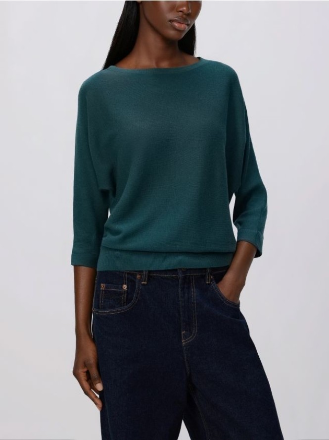 Sweter z kimonowym rękawem - morski