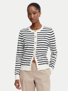 Tommy Hilfiger Kardigan Cable Fine WW0WW42370 Biały Regular Fit