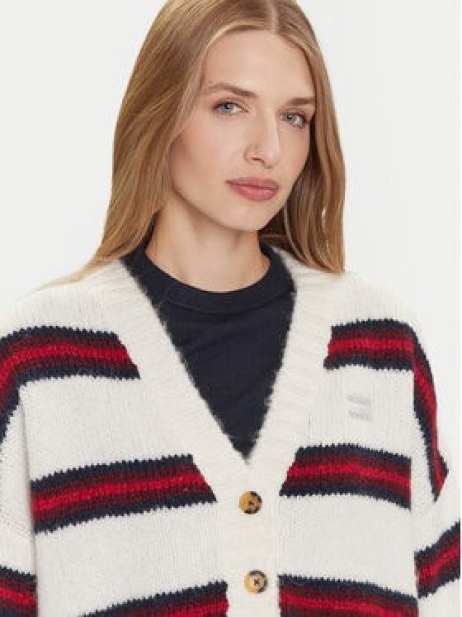 Tommy Jeans Kardigan Badge DW0DW21678 Écru Relaxed Fit