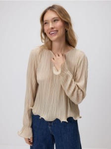 Bluzka w prążki - beżowy