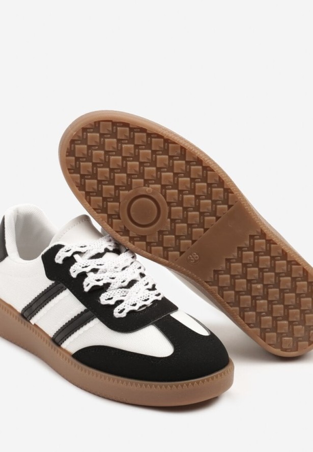Czarno-Białe Sneakersy w Stylu Tenisówek Lurilola