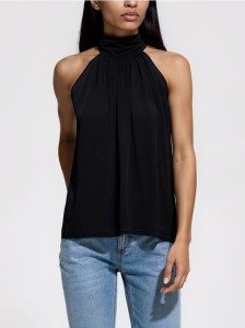 Top halter z szalem - czarny
