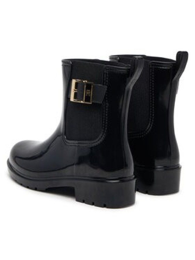 Tommy Hilfiger Kalosze Th Buckle Glossy Ankle Rain Boot FW0FW09543 Czarny