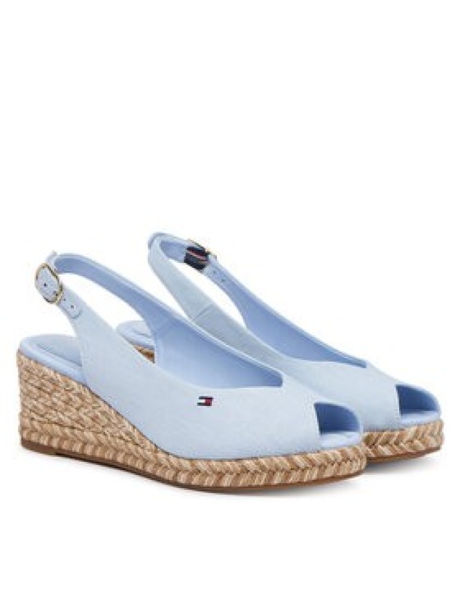 Tommy Hilfiger Espadryle Hemp Slingback Wedge Espadrilles FW0FW09472 Niebieski jasny
