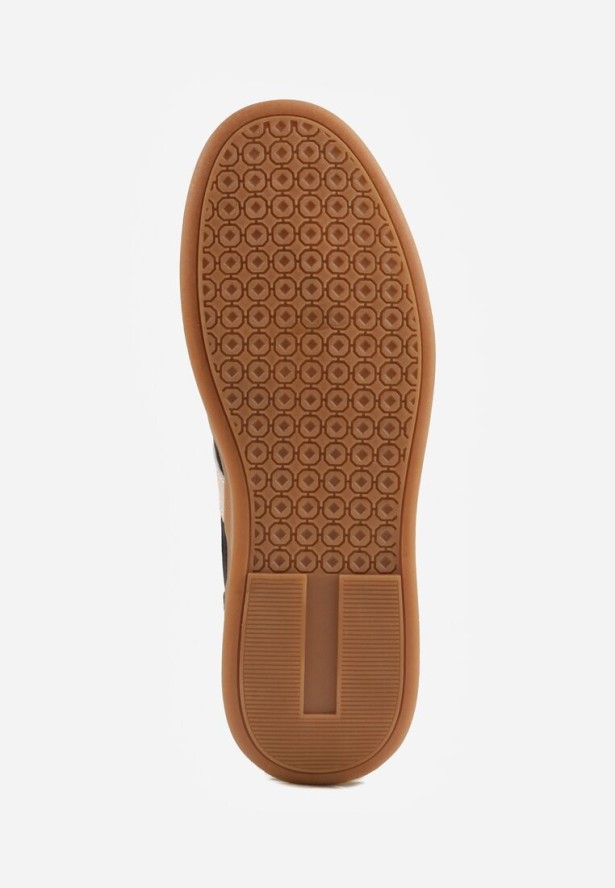 Czarne Sneakersy ze Skóry Naturalnej z Geometrycznym Wzorem Zetisius