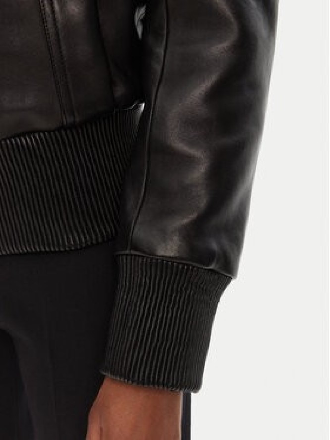 Balmain Kurtka skórzana DF0TH275LC62 Czarny Regular Fit