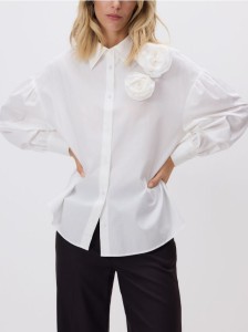 Koszula z kwiatową aplikacją - biały
