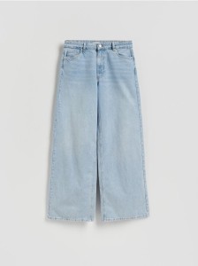 Jeansy wide leg ze średnim stanem - niebieski