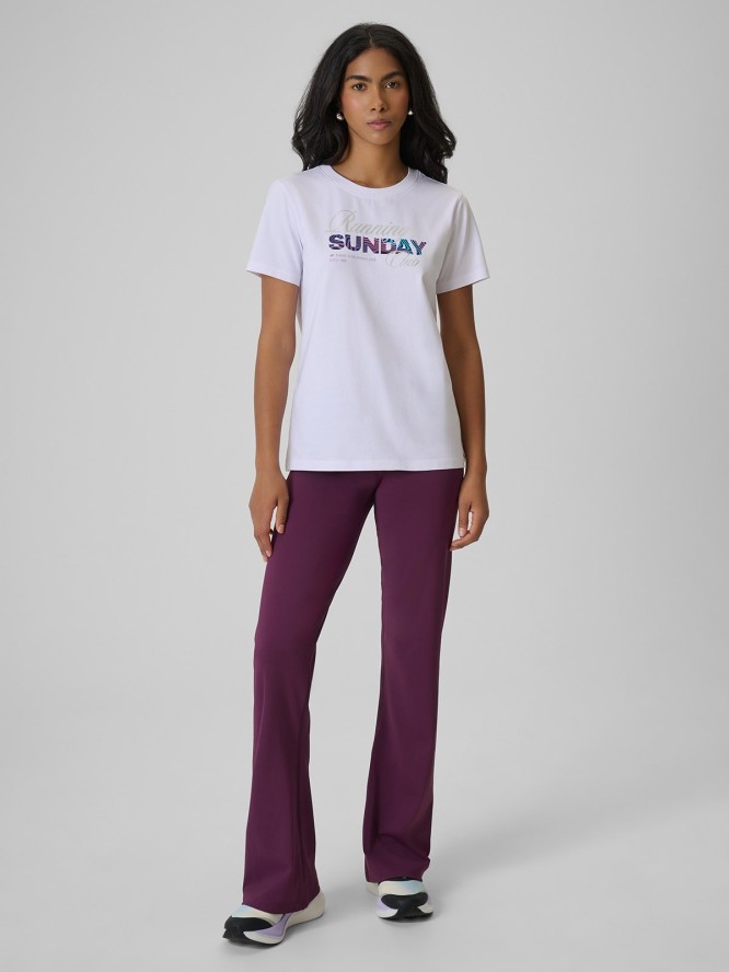 4F T-shirt regular z nadrukiem damski - biały L