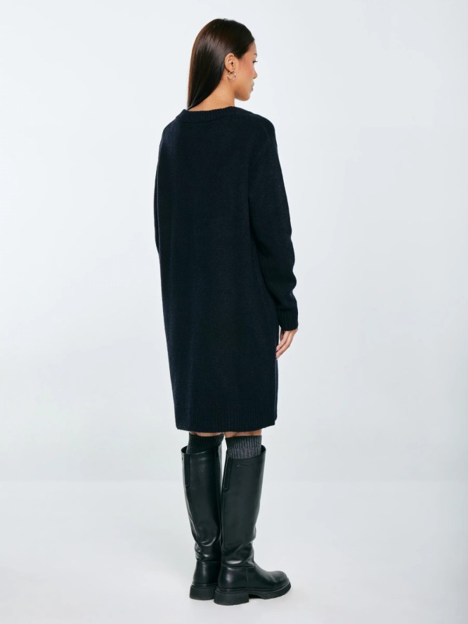 Sukienka damska dzianinowa z dodatkiem wełny czarna Julita 906