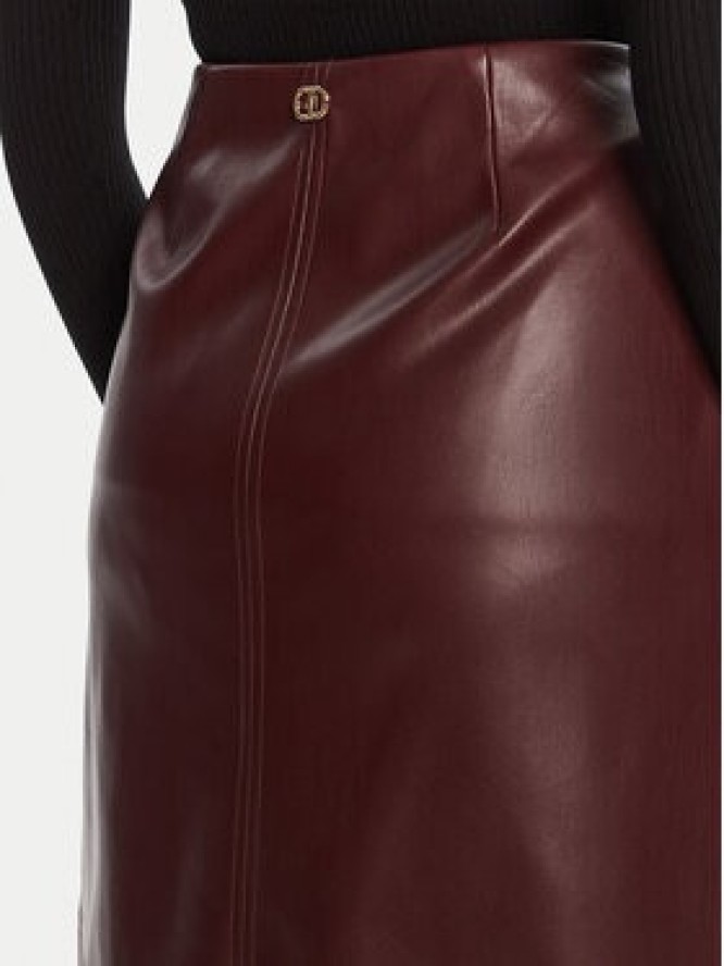 TWINSET Spódnica z imitacji skóry 252TP2233 Bordowy Regular Fit