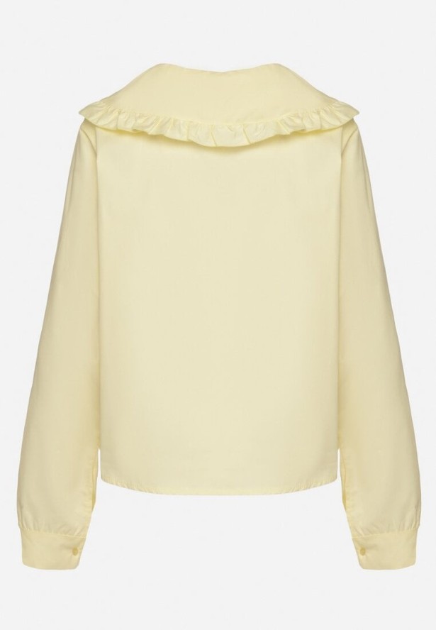 Żółta Koszula z Bawełny Ozdobiona Kołnierzykiem Fulinea