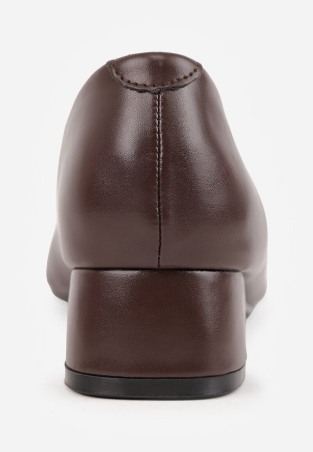 Brązowe Czółenka na Słupku Vices ze Skórzaną Wkładką Alinire