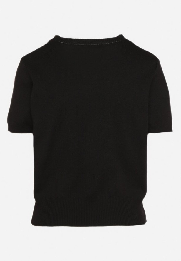 Czarna Bluzka Dzianinowa z Wiskozy w Serduszka Janirea