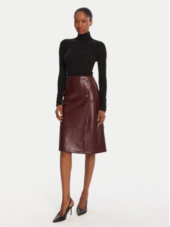 TWINSET Spódnica z imitacji skóry 252TP2233 Bordowy Regular Fit