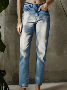 Jeansy mom high waist - niebieski