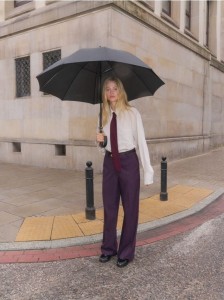 Spodnie z paskiem - fioletowy