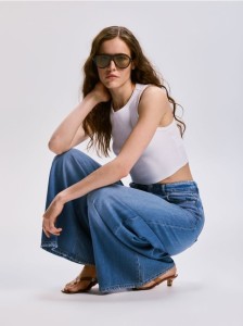 Jeansy wide leg - niebieski