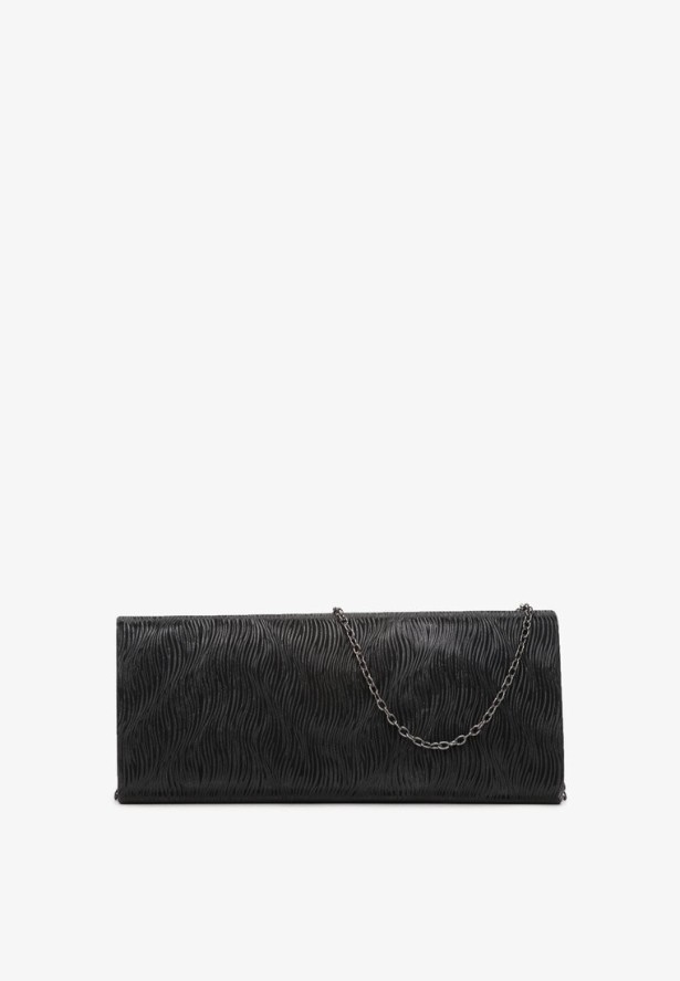 Czarna Torebka Kopertówka na Łańcuszku Edwina