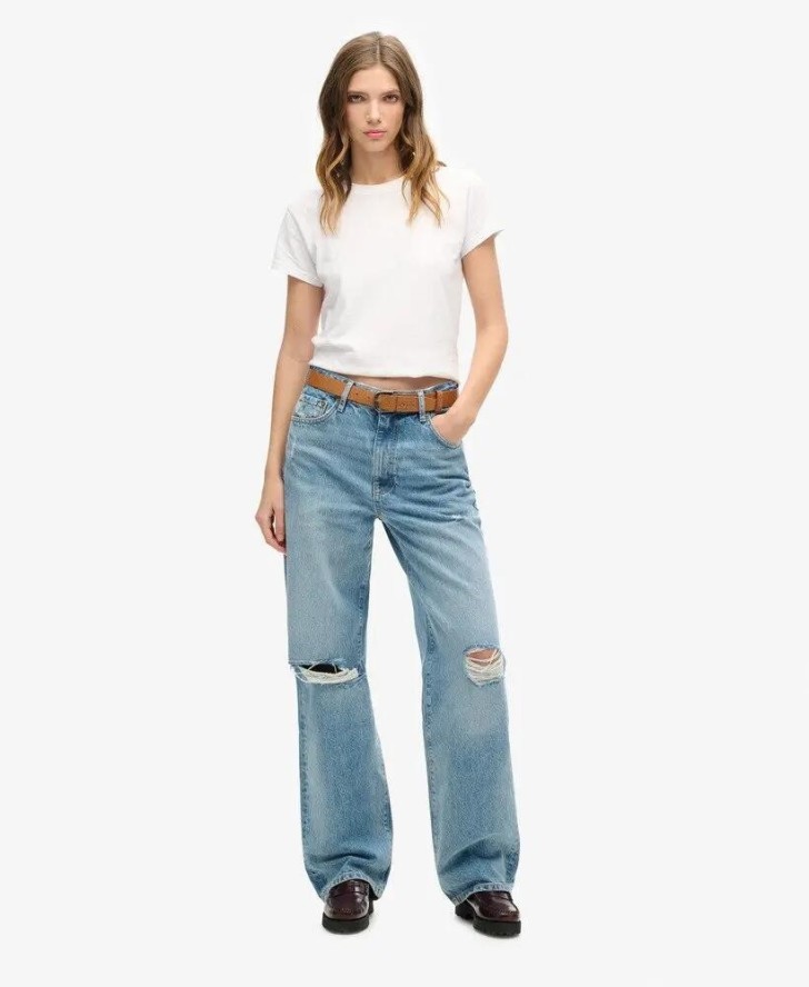superdry Jeansy Wide Leg z Bawełny Organicznej