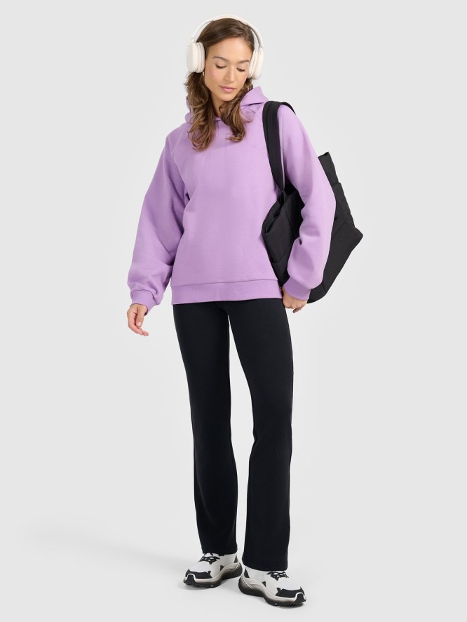 4F Bluza dresowa nierozpinana z kapturem damska - fioletowa S