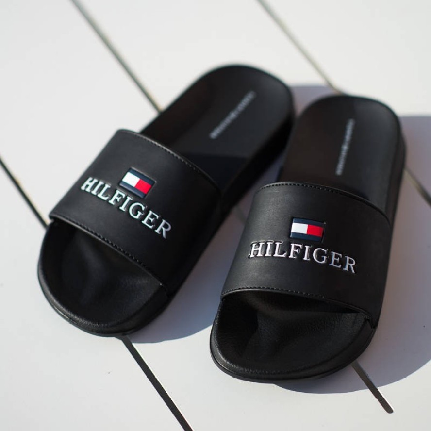 Czarne Klapki Tommy Hilfiger Modne Buty Na Lato