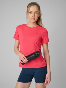 4F Koszulka treningowa regular szybkoschnąca damska - czerwona S