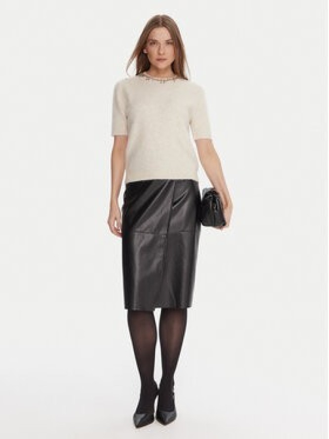 KAOS Spódnica z imitacji skóry RI1LE012 Czarny Regular Fit