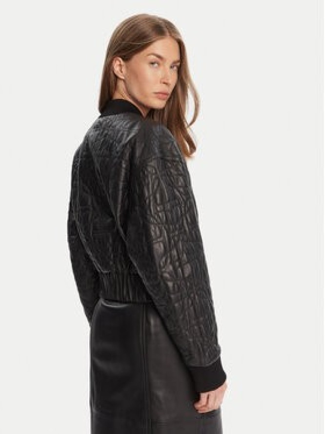 HUGO Kurtka skórzana Lesana 50542331 Czarny Relaxed Fit