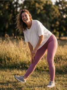 Prążkowane legginsy basic - fioletowy