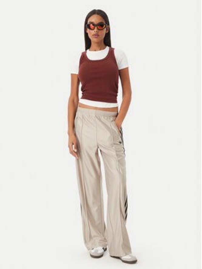 adidas Spodnie dresowe Metallic Firebird KS9974 Beżowy Wide Leg