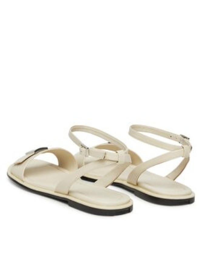 Calvin Klein Sandały Flat Sandal W/Ck Hw - Lth HW0HW02367 Écru
