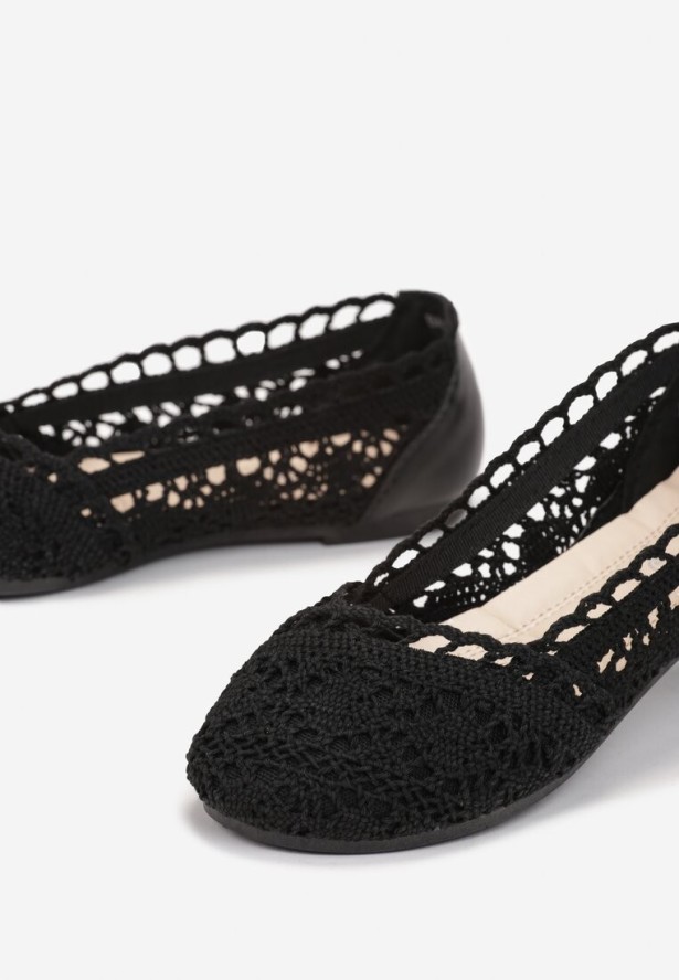 Czarne Balerinki Koronkowe Sham