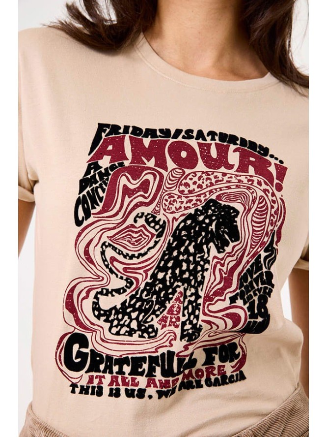 Garcia Koszulka w kolorze beżowym rozmiar: M