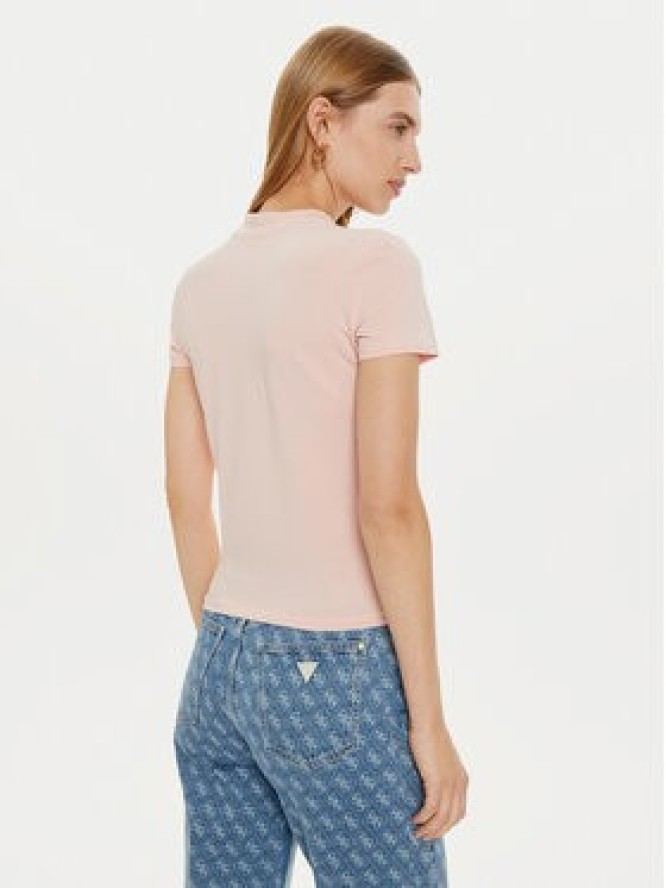 Guess T-Shirt W4BI26 J1314 Różowy Slim Fit