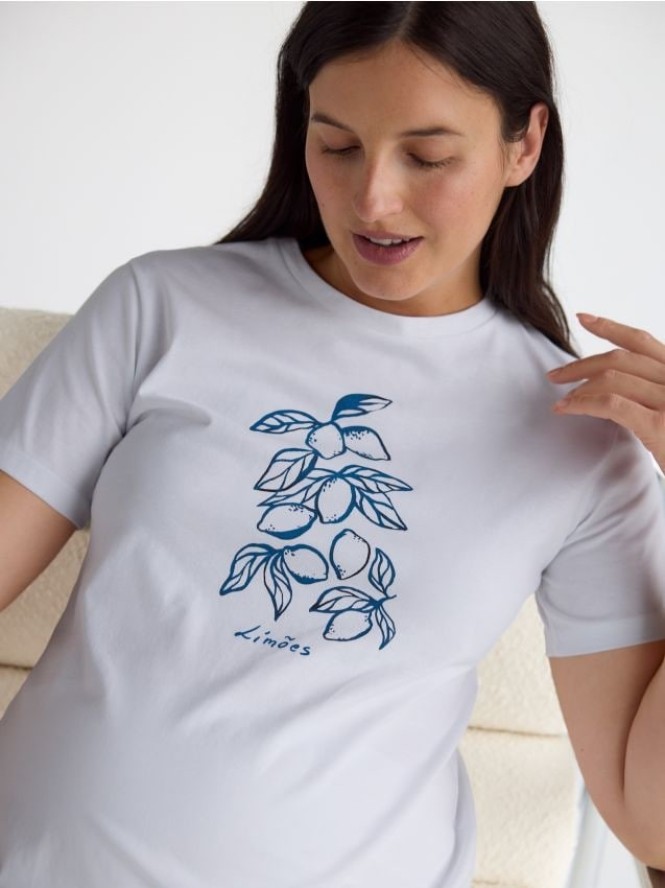 Bawełniany t-shirt z nadrukiem - biały