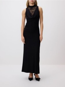 Sukienka maxi z koronką - czarny