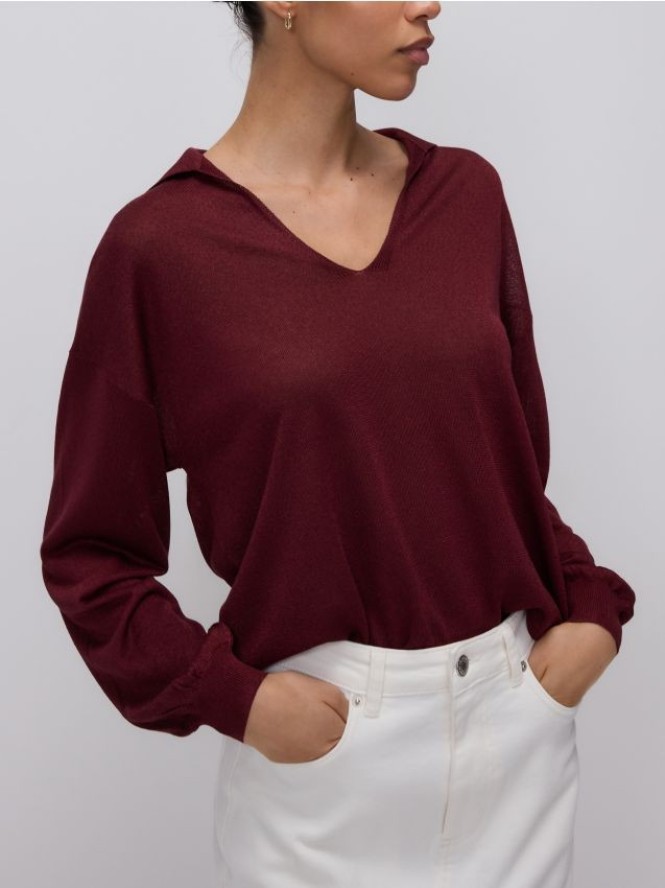 Sweter z kołnierzykiem - ciemnofioletowy