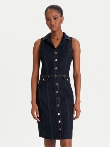 Guess Sukienka jeansowa W5YK24 D5PW1 Granatowy Regular Fit