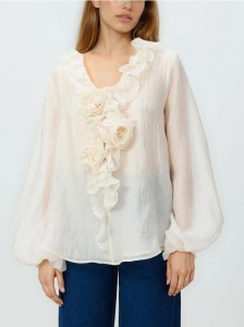 Bluzka z falbaną - złamana biel