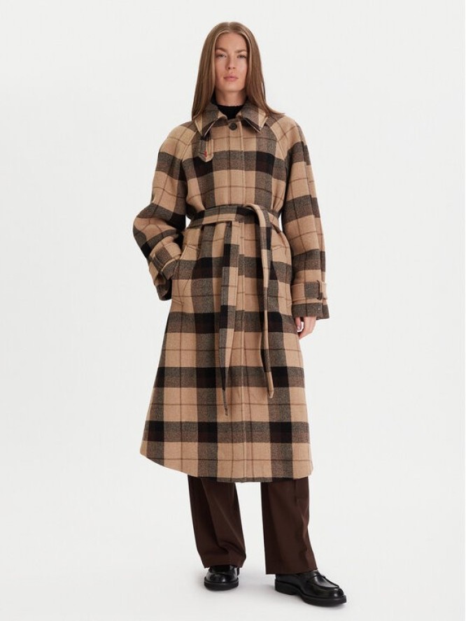 Tommy Hilfiger Płaszcz wełniany WW0WW46870 Beżowy Relaxed Fit