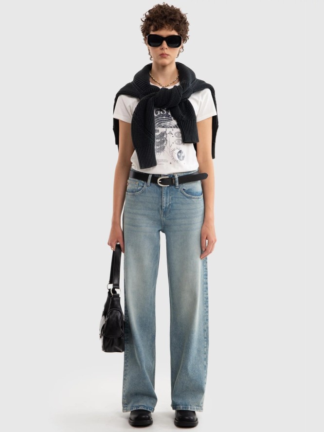 Jeansy damskie z szeroką nogawką z kolekcji Authentic niebieskie Atrea 130