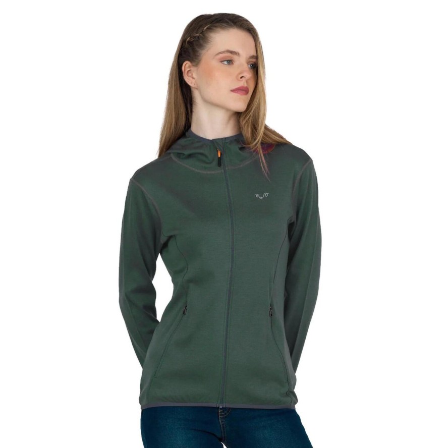 Damska bluza rozpinana z kapturem 100% Merino - Marin/Woolona