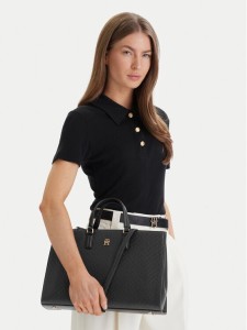 Tommy Hilfiger Torebka Th Daily Satchel Mono AW0AW18418 Czarny