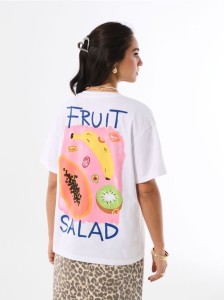 Bawełniana koszulka z motywem owocowym - biały