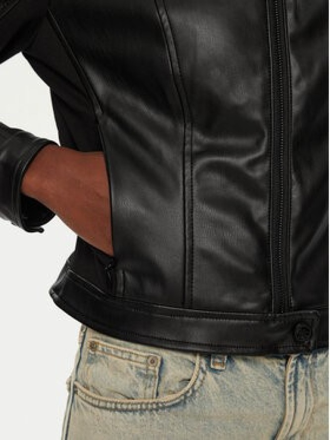 Guess Kurtka skórzana W4YL04 WE480 Czarny Regular Fit