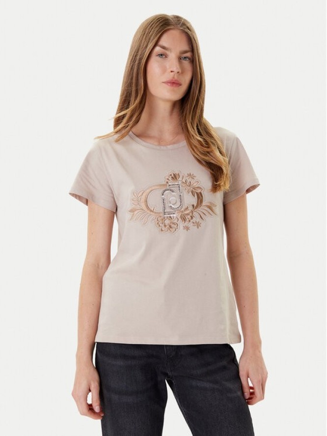 Liu Jo Sport T-Shirt TF5162 JS923 Beżowy Regular Fit