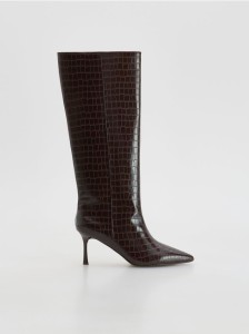 Kozaki na obcasie - ciemnobrązowy