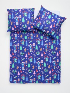 Komplet pościeli ze świątecznym wzorem Stitch - granatowy
